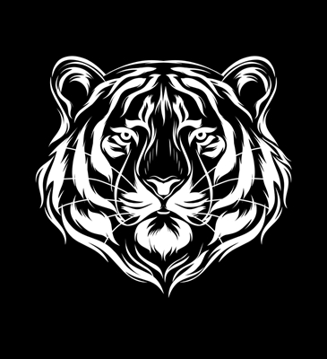 Svart og hvitt tigerkunstverk