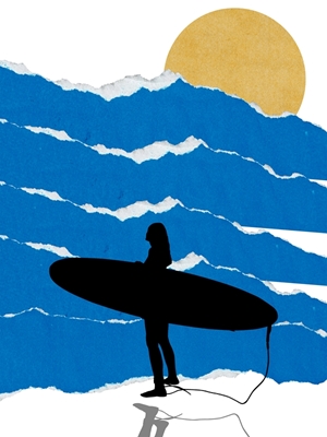 Silhuet af en surfer collage