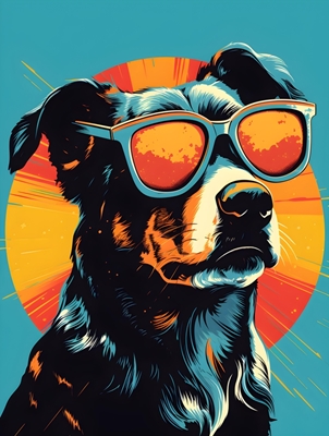 Koira aurinkolaseilla Pop Art