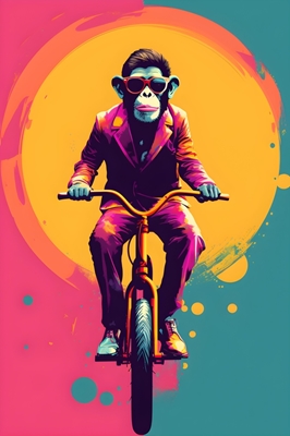 Singe en monocycle - Pop Art