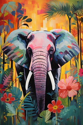 Elephant in a Jungle - Pop Art