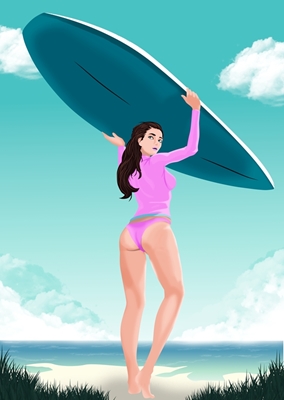 sexy surfer zomermeisje