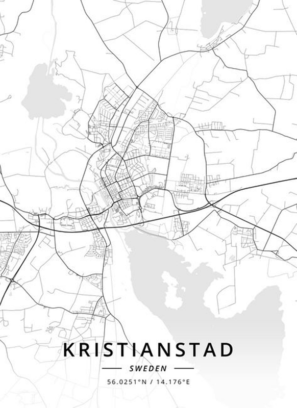 Kristianstad Sweden Map posters & prints by erta arni Printler