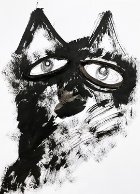 Art Brut: Tintenzeichnung Wolf