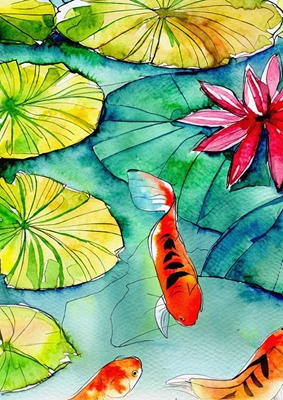 Koi and Water Lilies