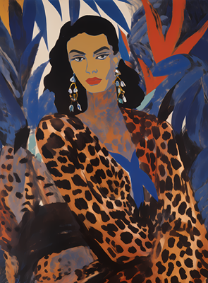 Mujer con traje de leopardo