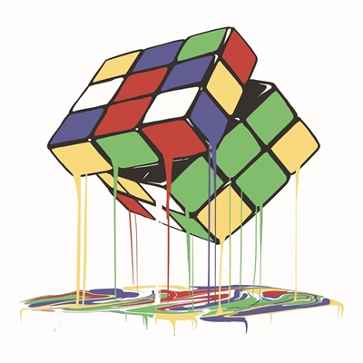 het smelten van Rubiks kubus