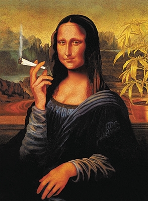 Morsom Mona Lisa sigar røyk
