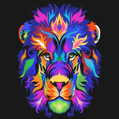  Cabeza de león colorida 