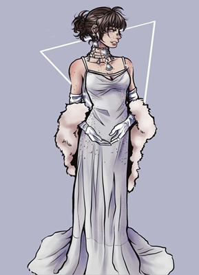 Kvinna i en gala klänning.