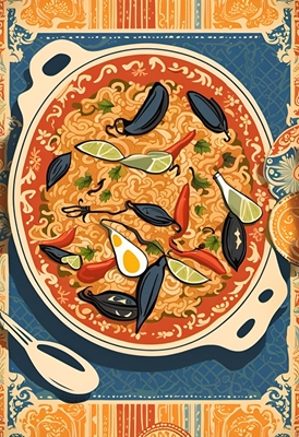 Paella mit kunstvoller Würze