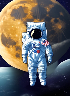Astronaut on the Moon in Space