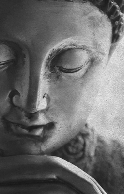 Nærbillede af Buddhas ansigt