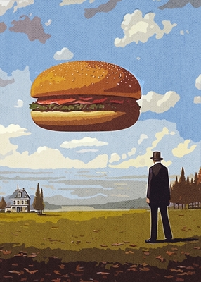 Gigantyczny unoszący się hamburger