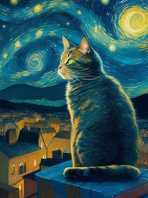 Gato de la noche estrellada