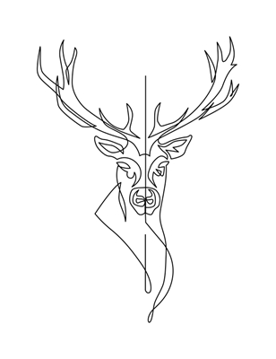 Arte lineal de una cabeza de ciervo