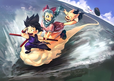 Goku flyger Nimbus