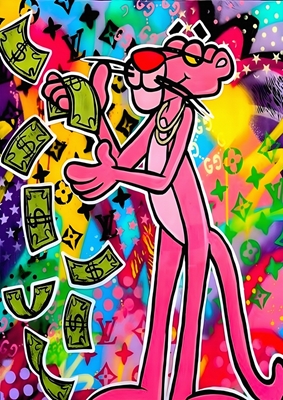 Pop Art Różowa Pantera Pieniądze Sztuka
