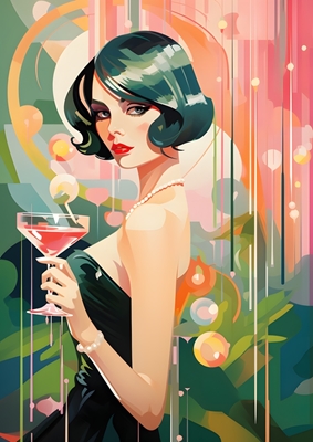 Vacker kvinna på cocktail
