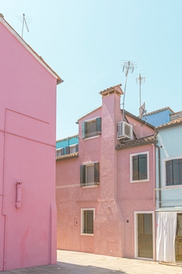 De roze huizen van Burano