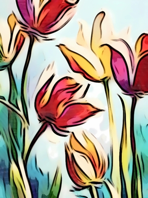 Wind-blown Tulips