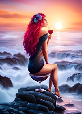 A glass of wine in the sunset