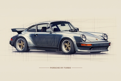 Samochód rysunkowy Porsche 911 Turbo 
