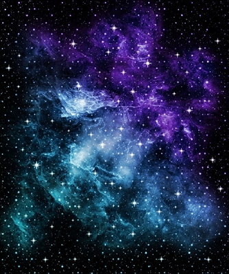 Lilla blågrønn galaksetåke 