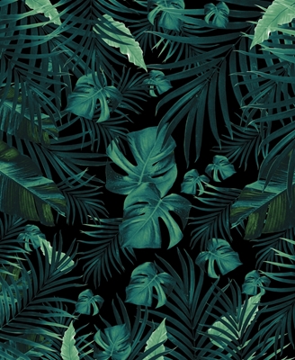 Tropical Jungle Night Leaves 