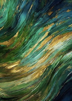Golden Symphony Abstract Green