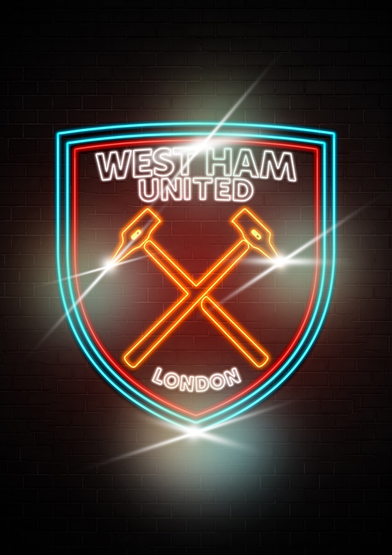 West Ham United Neon Logo Poster Von Atonio Printler