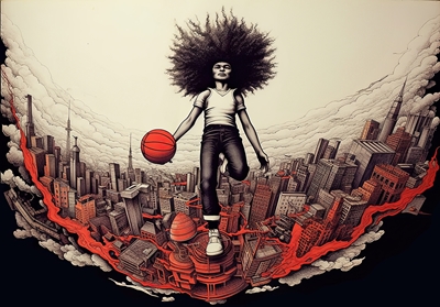 Fliegende Basketball-Stadt