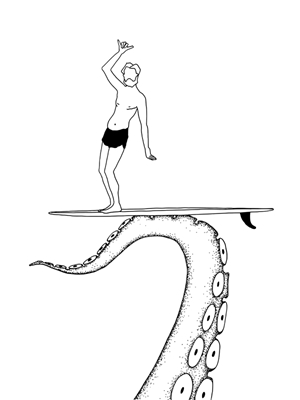 Oktopus Surfer Kerl / Surfen /