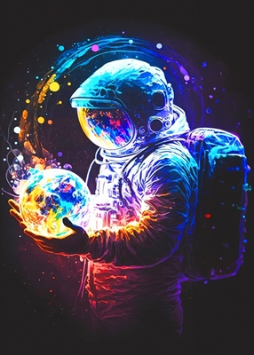Planets In Hands Of Astronaut