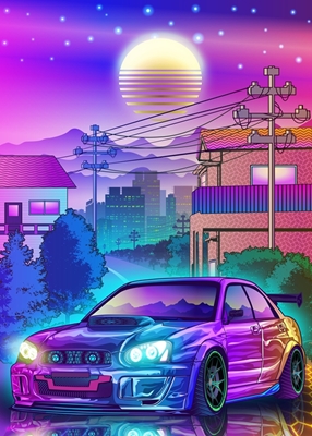 Subaru WRX Synthwave Japanese