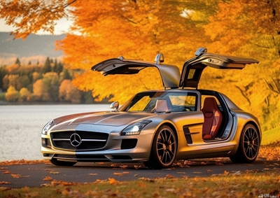 Mercedes SLS autumn car
