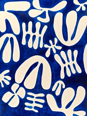 Bílé a modré květinové vzory