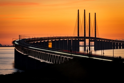 A ponte de Öresund com tráfego
