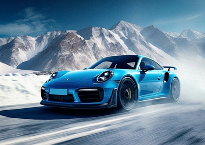 Porsche 911 Blue on Ice Track