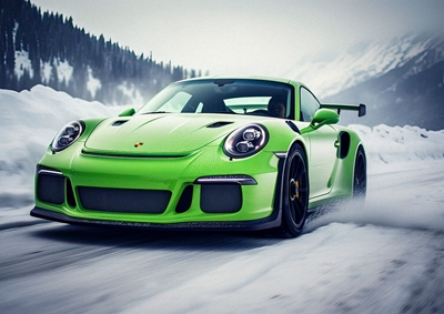 Porsche 911 Green on Ice Track