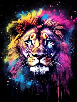 akvarel abstraktní lev