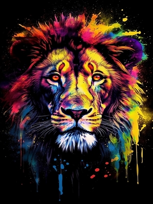 watercolor abstract lion