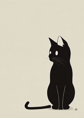 Minimalistinen musta kissa