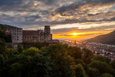 Zamek w Heidelbergu wieczorem