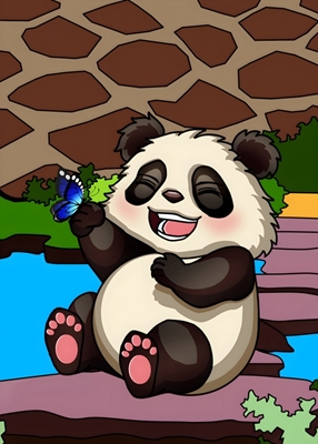Cute cartoon panda laughing