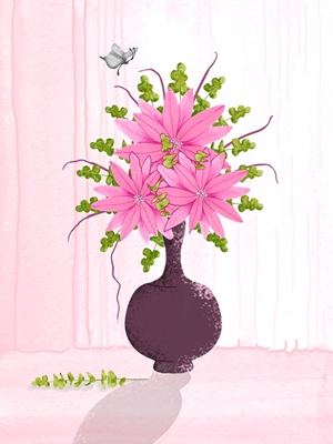 Store rosa blomster i en vase