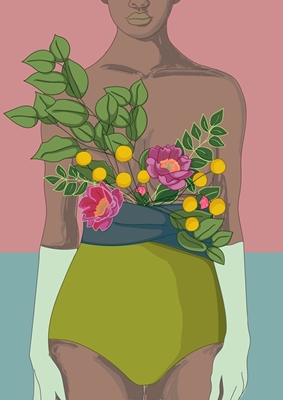 Vrouw met bloemengordel