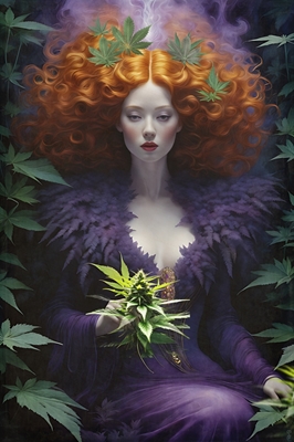 Rødhåret med cannabisblade