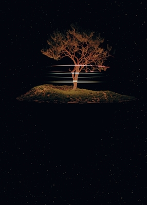 Arte 3D della notte dell'isola galleggiante