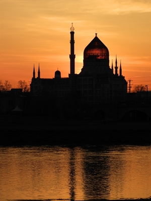 Yenidze Dresden sights sunset